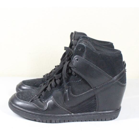 Nike Dunk Sky Hi Black Out Hidden Wedge Suede Shoes 528899-004 Women Size 7 - Picture 1 of 8